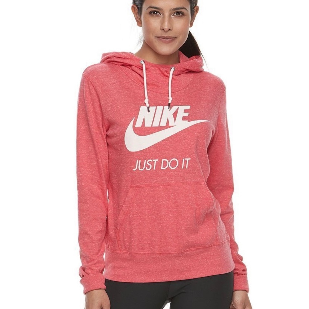 Nike Salmon Corral Pink Long Sleeve pullover hoodie sports athletic sweater - Picture 1 of 6